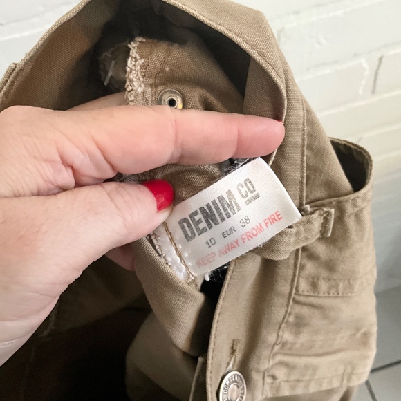 Vintage Y2K Maxi Sirt Cargo Column Cotton Minimalist Pockets Tan Beige Sz 10 - Picture 12 of 15